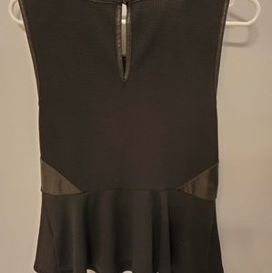 Black mixed media peplum top